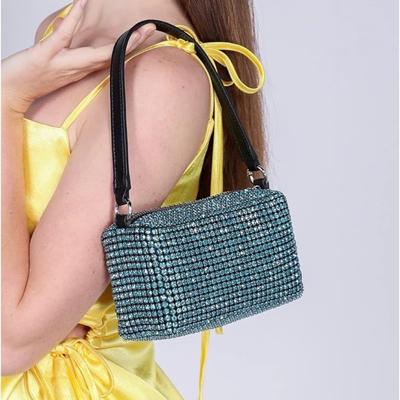 Rhinestone purse crossbody Lake Blue NWT - Picture 2 of 11